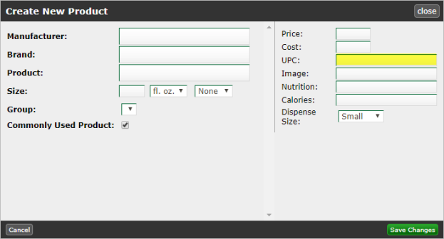create new product form